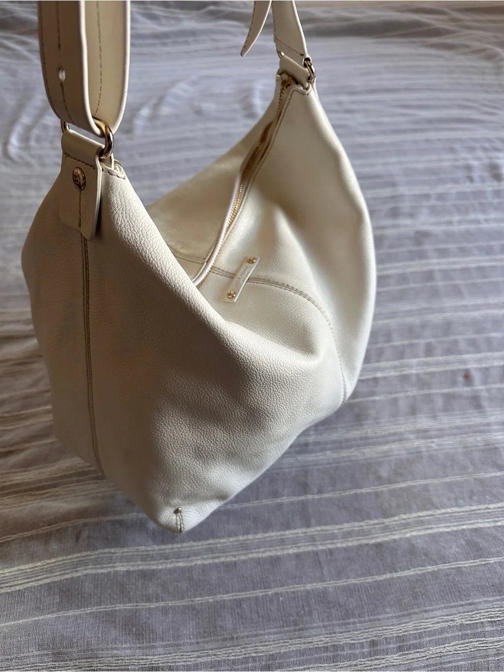 KATE SPADE NY Bone Pebbled Leather Vintage Y2K Hobo Bag Shoulder Purse